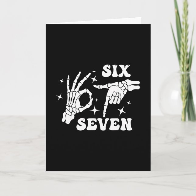 Rolig Six Seven 67 Meme Gen Alpha Skelett Händer  Kort (Framsida)