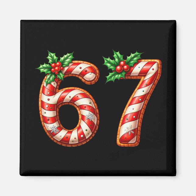Rolig Six Seven 67 Meme Gen Alpha Slang 6 7 Godis  Magnet (Framsidan)