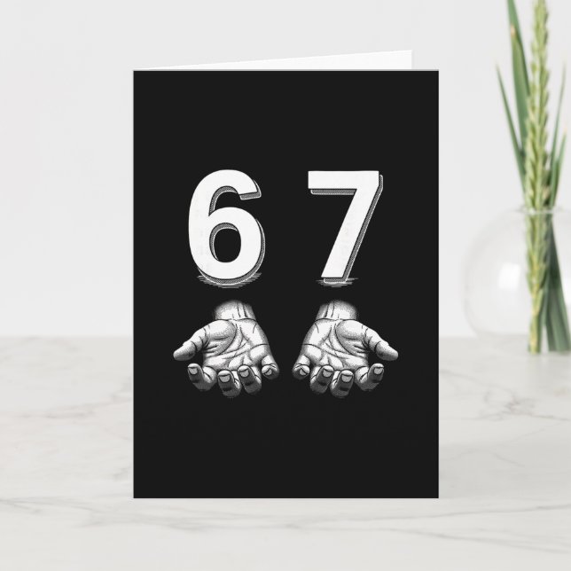 Rolig Six Seven 67 Meme Gen Alpha Slang Händer  Kort (Framsida)
