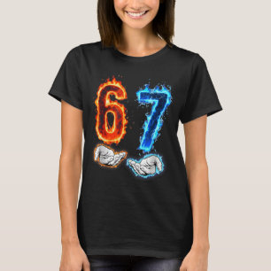 Rolig Six Seven 67 Meme Händer Pojkar Barn Flammor T Shirt