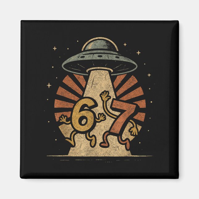Rolig Six Seven 67 Meme Internet Meme Ufo Gen Alph Magnet (Framsidan)