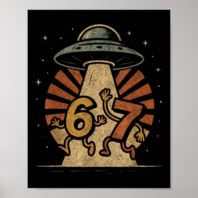 Rolig Six Seven 67 Meme Internet Meme Ufo Gen Alph Poster (Framsidan)