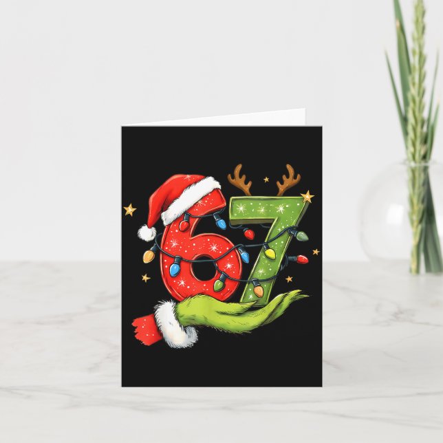 Rolig Six Seven 67 Meme Tomte Jul Hjärnrot P Kort (Framsida)