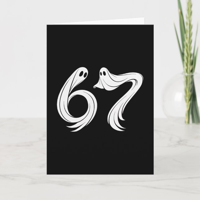 Rolig Six Seven 6 7 Meme 67 Design Spöke Halloween Kort (Framsida)