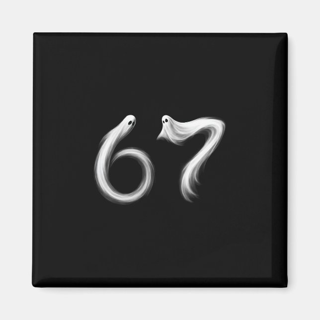 Rolig Six Seven 6 7 Meme 67 Design Spöke Halloween Magnet (Framsidan)