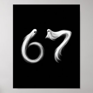 Rolig Six Seven 6 7 Meme 67 Design Spöke Halloween Poster
