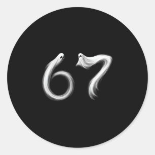 Rolig Six Seven 6 7 Meme 67 Design Spöke Halloween Runt Klistermärke