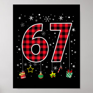 Rolig Six Seven 6 7 Meme 67 Jul Röd Rutig Xm Poster