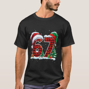 Rolig Six Seven 6 7 Meme 67 Jul Röd Rutig Xm T Shirt