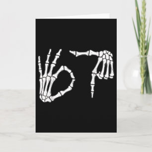 Rolig Six Seven 6 7 Meme 67 Skelett Hand Halloween Kort