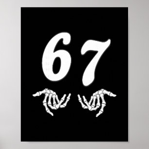 Rolig Six Seven 6 7 Meme 67 Skelett Hand Halloween Poster