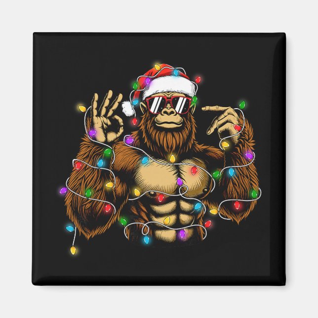 Rolig Six Seven 6 7 Meme Bigfoot Julbelysning  Magnet (Framsidan)