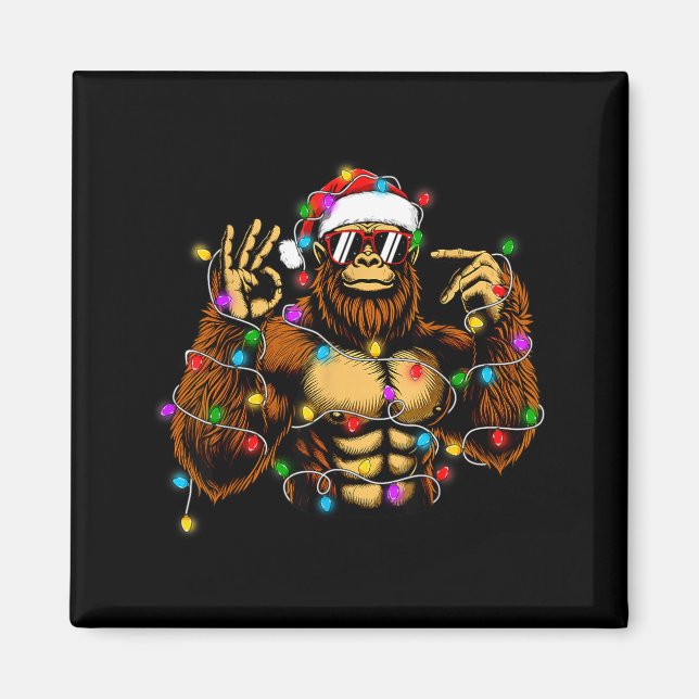 Rolig Six Seven 6 7 Meme Bigfoot Julbelysning  Magnet (Framsidan)
