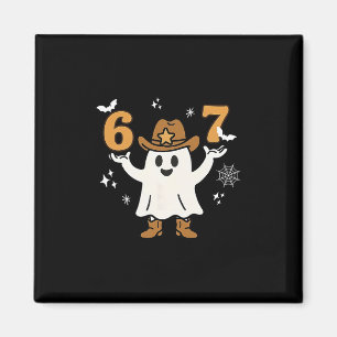 Rolig Six Seven 6 7 Meme Cowboy Spöke Halloween Co Magnet