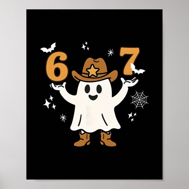 Rolig Six Seven 6 7 Meme Cowboy Spöke Halloween Co Poster (Framsidan)