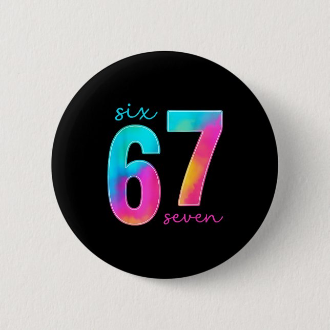 Rolig Six Seven 6 7 Meme Gen Alpha Slang 67 Barn  Knapp (Framsida)