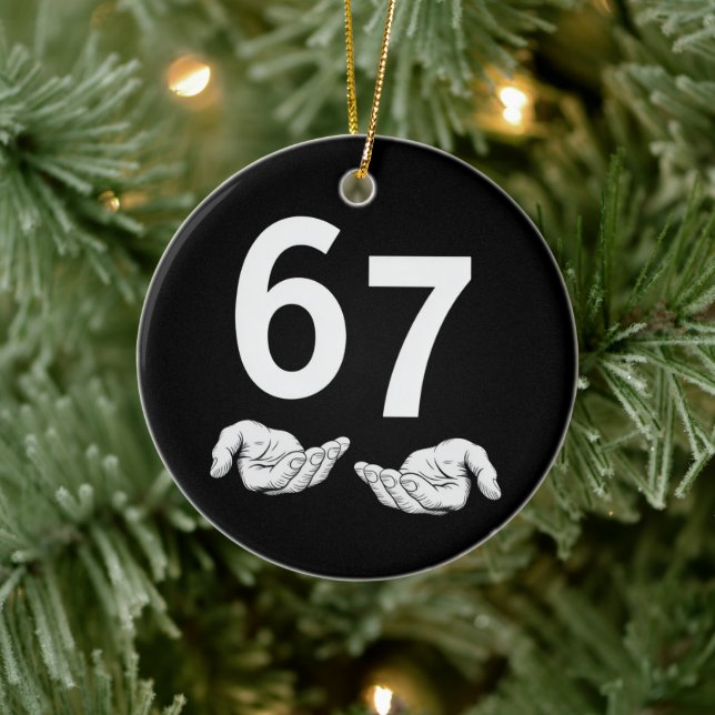 Rolig Six Seven 6 7 Meme Gen Alpha Slang 6 7 Hände Julgransprydnad Keramik (Träd)