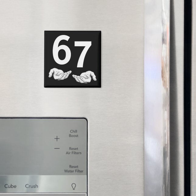 Rolig Six Seven 6 7 Meme Gen Alpha Slang 6 7 hände Magnet (In Situ (Fridge))