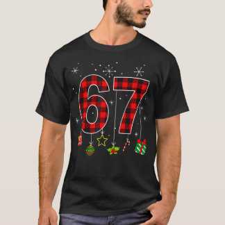 Rolig Six Seven 6 7 Meme Humor 67 Röd Karo Jul T Shirt
