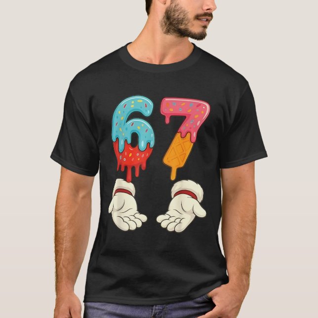 Rolig Six Seven 6 7 Meme Jul Glass Cream Drip  T Shirt (Framsida)