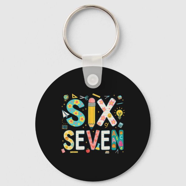 Rolig Six Seven 6 7 Meme Lärar Design För Män Kvin Nyckelring (Framsida)
