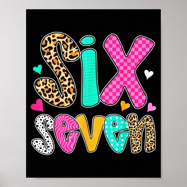 Rolig Six Seven 6 7 Meme Lärar Design För Män Kvin Poster (Framsidan)