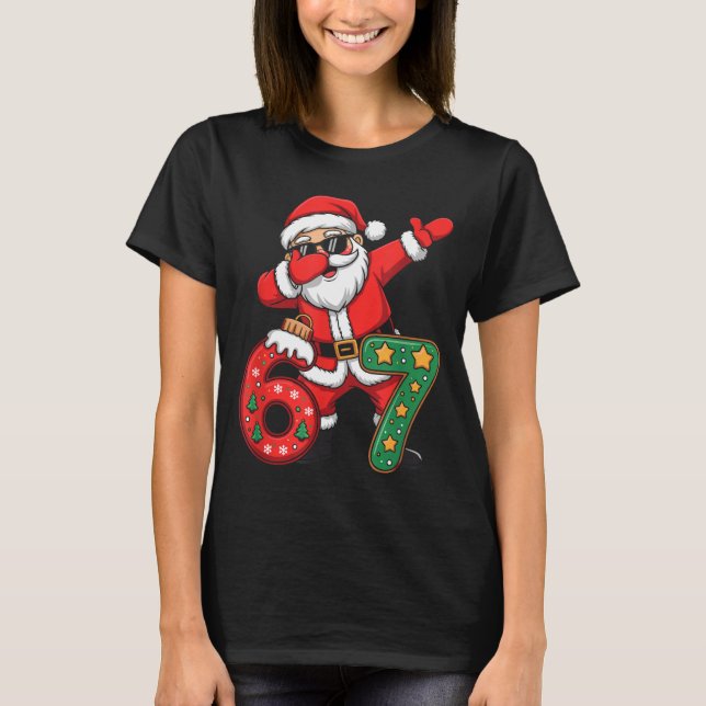 Rolig Six Seven 6 7 Meme Santa Dab Jul Dabbi T Shirt (Framsida)
