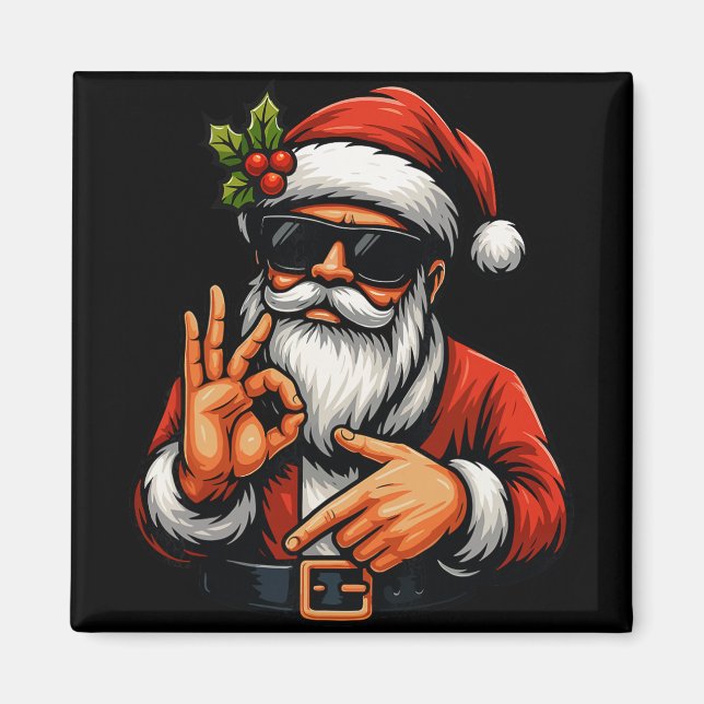 Rolig Six Seven 6 7 Meme Santa Jultröja Män Magnet (Framsidan)