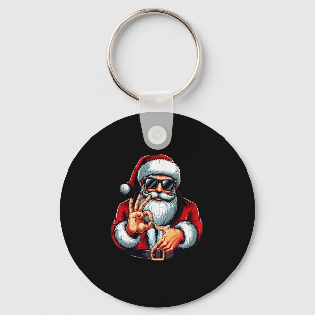 Rolig Six Seven 6 7 Meme Santa jultröja män Nyckelring (Framsida)