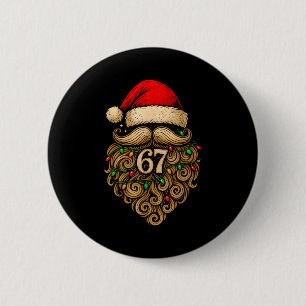Rolig Six Seven 6 7 Meme Santa Skägg Jul Män Knapp