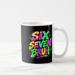 Rolig Six Seven Bruh Meme 67 i Glödande Era Kids Kaffemugg
