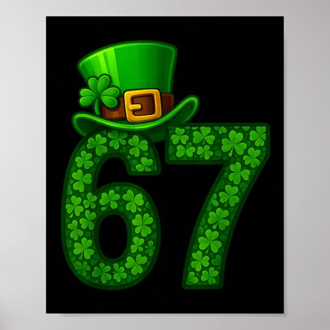 Rolig Six Seven Meme 67 St Patricks Day Shamrocks  Poster (Framsidan)