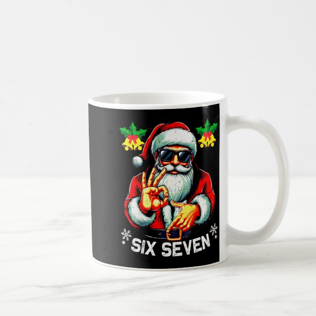 Rolig Six Seven Meme Glad Jul 2026 Cool Tomte Kaffemugg (Höger)