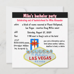 Rolig Sjuande Bachelorfest i Las Vegas Inbjudningar