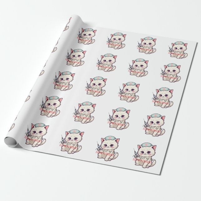 Rolig Sjuksköterska Katt Åderfinaren Personlig Presentpapper (Utrullad)