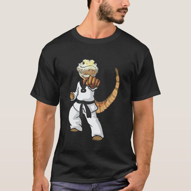 Rolig Skäggig Drak Karate Samuraj Ninja Ödla R T Shirt (Framsida)