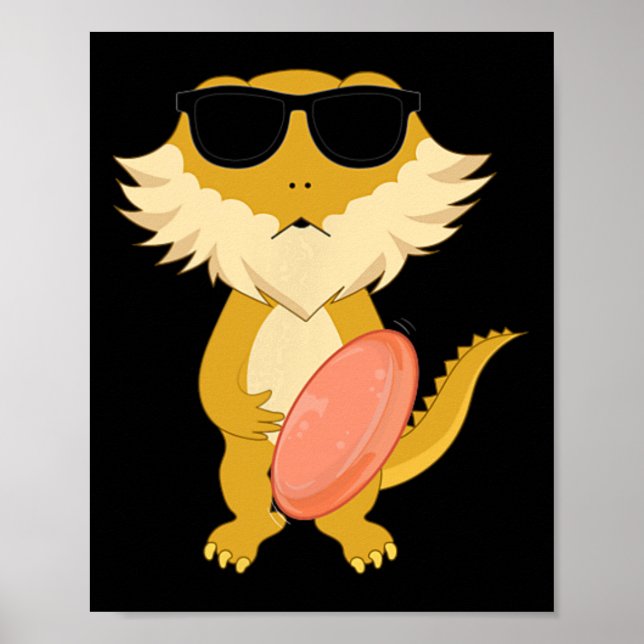Rolig skäggig drak som använder solglasögon och sp poster (Framsidan)