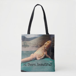 Rolig skäggig drakebild tygkasse