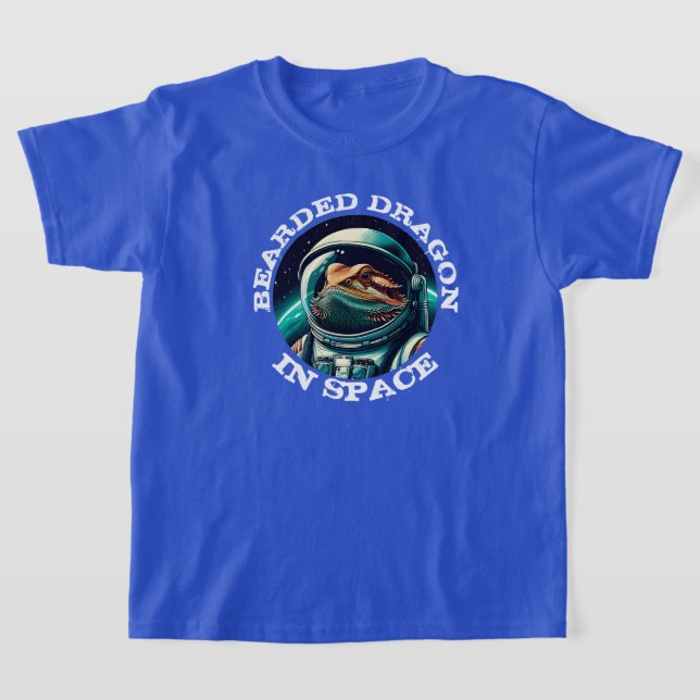Rolig Skäggig Drakon i Rymden T Shirt (Laydown)