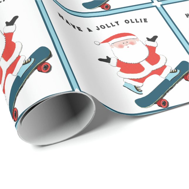 Rolig skateboard julpresent presentpapper (Rullad Hörn)