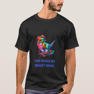 Rolig skateboardåkande dinosaurie Alla hjärtans da T Shirt