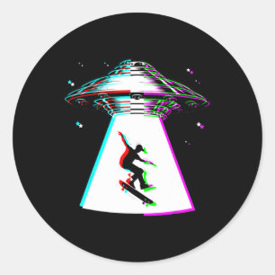 Rolig Skateboardåkning Ufo Skater Utomjording Abdu Runt Klistermärke