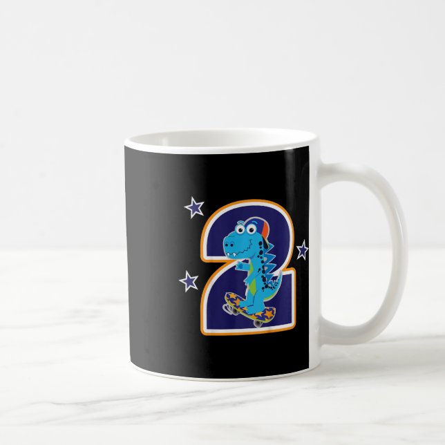 Rolig skateboarding dinosaur för barn 2-årsdag 2 å kaffemugg (Höger)