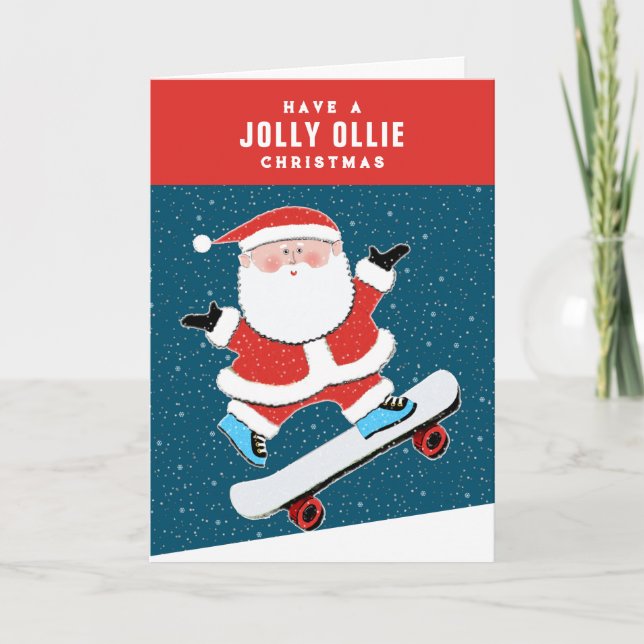 Rolig skateboardjul helgkort (Framsida)