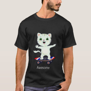 Rolig skater randig katt t-shirt