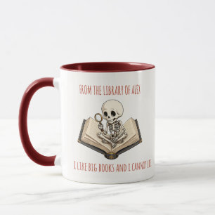 Rolig Skelett Bokälskare Anpassad Tvåtons Kaffemug Mugg