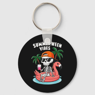 Rolig Skelett Flamingo Summerween Vibe Halloween Nyckelring
