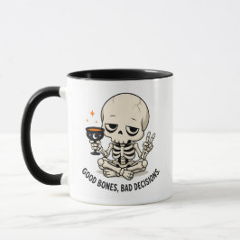 Rolig Skelett Goda Ben Dåliga Beslut Halloween Mugg