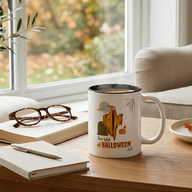 Rolig skelett Halloween-kaffemugg Två-Tonad Mugg (Skapare uppladdad)