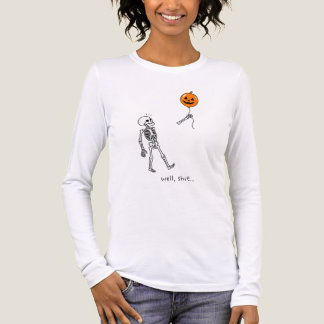 Rolig skelett Halloween-pumpa ballong mörk humor T Shirt